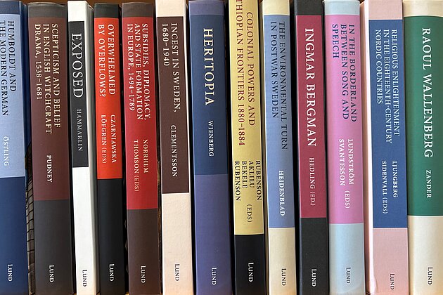 Books in a bookshelf